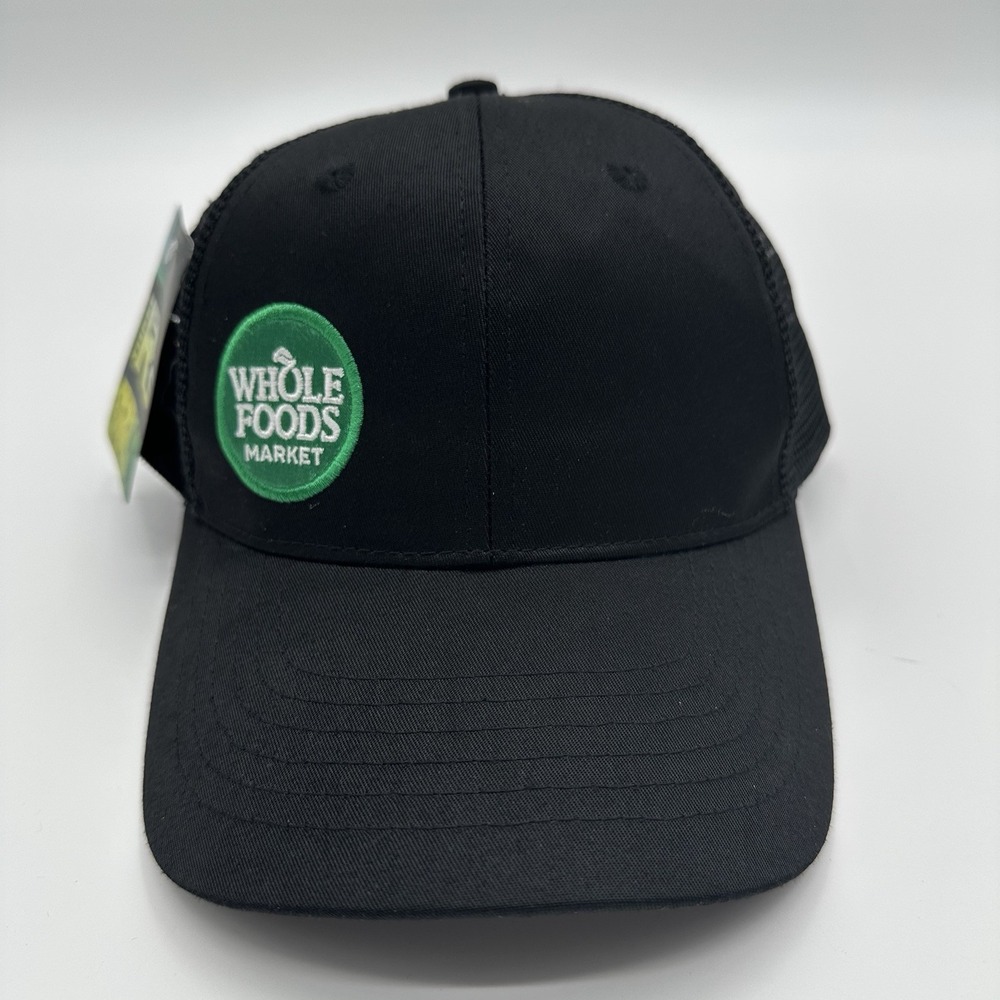 Whole Foods Market Hat Cap Black Embroidered Logo Madison‎ NWT One Size Fits All